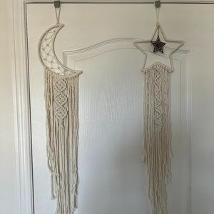 Authentic Macrame Wall Hanging Art Start and Moon